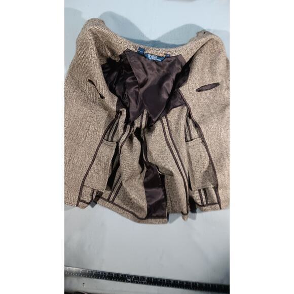 Vintage Polo Ralph Lauren Lambswool Alpaca Herringbone Blazer L Brown macau - Picture 7 of 8